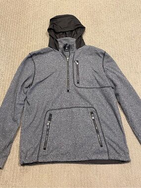 Victorinox Men's Charcoal Hooded Half-Zip Sweater